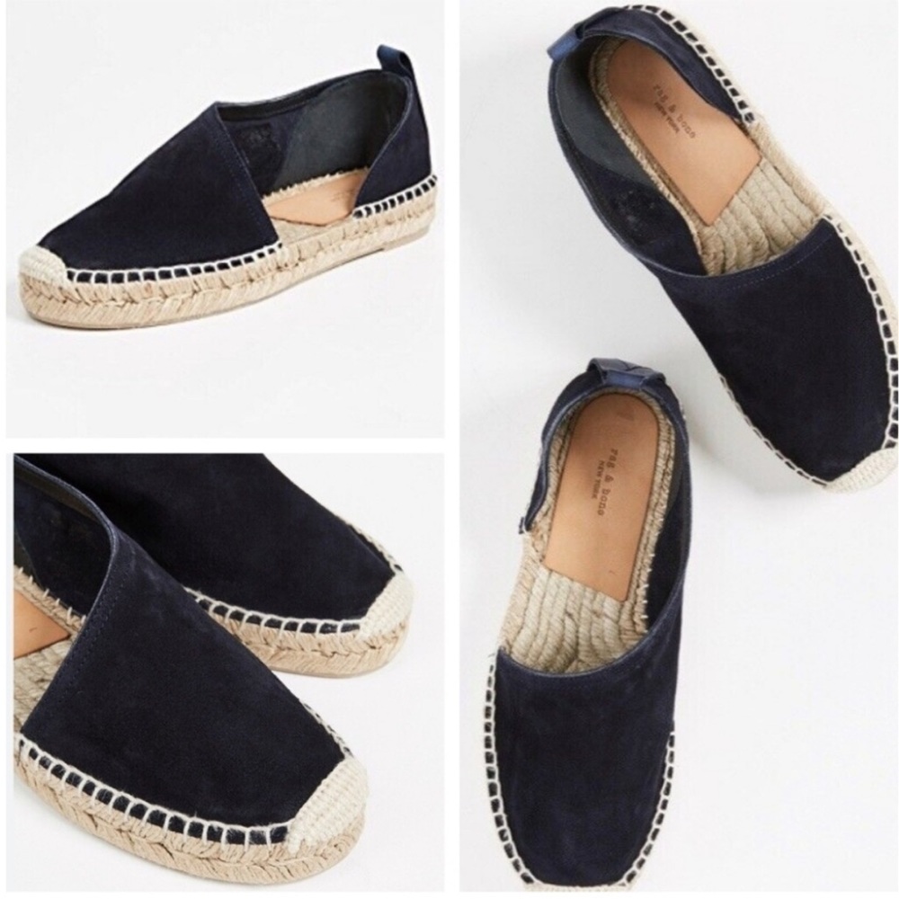 NWT rag & bone Delos Espadrille in Salute (Navy) Suede. MSRP $295. Size 5.